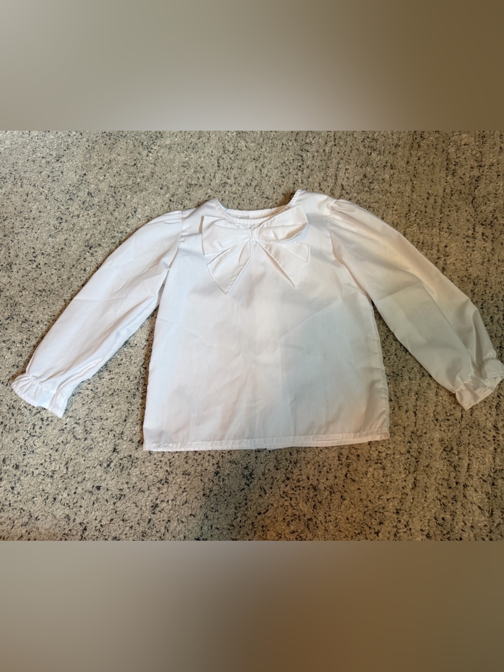 The Beaufort Bonnet Company White Long Sleeve Girls bow Top blouse size 3t Euc